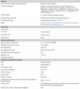 S-IEMENS SIMATIC KP700 Comfort Panel หน้าจอสัมผัส HMI ขนาด 7 นิ้ว รุ่น 6AV2124-1GC01-0AX0 - Product Image 3