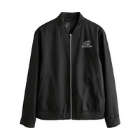 Blouson bomber personnalisé pour homme, noir, écologique, respirant, fermeture éclair sur le devant, logo brodé, vêtement d'hiver décontracté, coupe classique