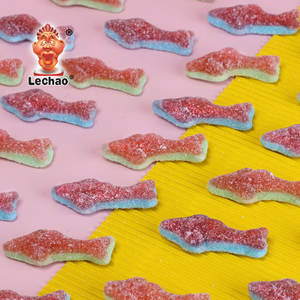 Lechao OEM ballena/delfín/Mini tiburón azul en forma de azúcar personalizado recubierto Halal Sour Candy dulces Gummy Candy Bag embalaje - Product Image 3