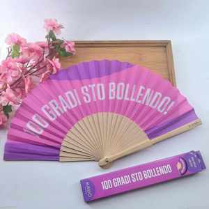 Custom Large Bamboo Folding Fans Personalized Decoration with Carved Flower <b>Pattern</b> Painted Technique for Promotional Craft - Product Image 3