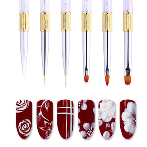 Pinceau à ongles en acrylique avec manche, poils synthétiques, pour liner, sculpture, brosses rondes, or rose, pour la peinture au gel, la décoration des ongles, outil de manucure - Product Image 3