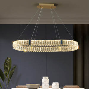 Candelabro de cristal posmoderno para comedor <span class=keywords><strong>y</strong></span> cocina, iluminación de isla, lámpara colgante Rectangular de tamaño medio - Product Image 6