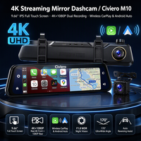 Caméra de tableau de bord 4K 10 pouces avec écran rétroviseur, CarPlay, Android Auto, navigation GPS en streaming, enregistreur de conduite sans fil 5G