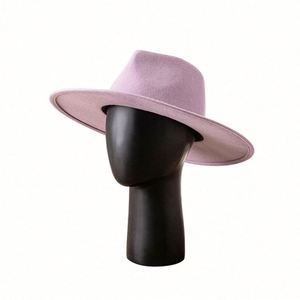 High Quality 100% Wool Winter 9.5cm Flat Wide Brim Australian Wool Felt Fedora Cowboy Hat - Product Image 2