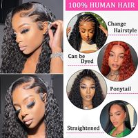 Brésilien Remy Cheveux Humains Avant de Lacet Perruques HD Dentelle Transparente pour Base de Dentelle Double Dessiné Vague D'eau Perruques Noir Couleur Options
