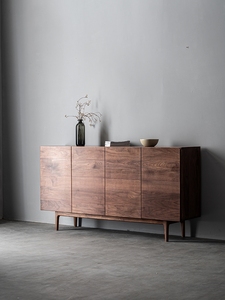 Mueble de TV de Madera Maciza de Nogal Negro Personalizable, Mesa Minimalista para Ahorrar Espacio en la Sala de Estar, con 5+ Cajones y Compartimentos - Product Image 2