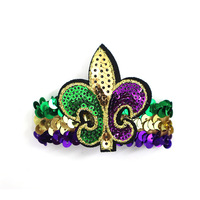 Bracelet élastique à sequins Mardi Gras pour femme, violet, vert, or, fleur de lys, masque de mascarade, bracelet de fête de carnaval, bijoux