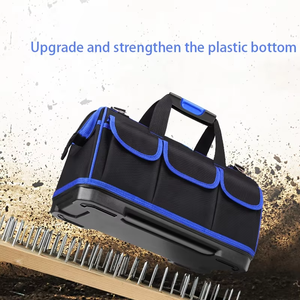 Bolsa de herramientas de electricista de un solo hombro, bolsa multifuncional de tela Oxford con fondo de plástico con cierre de cremallera, bolsa de electricista - Product Image 3