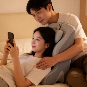 <span class=keywords><strong>Oreiller</strong></span> ergonomique pour couples en mousse à mémoire de forme respirante avec support dorsal incurvé pour le loisir et la réduction de la pression - Product Image 2