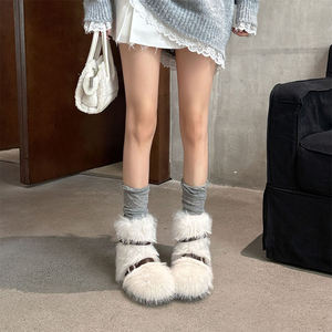 2025 nouveau Design femmes fausse fourrure bottes mi-mollet fourrure moelleux <span class=keywords><strong>pas</strong></span> <span class=keywords><strong>cher</strong></span> fourrure bottes de neige - Product Image 4