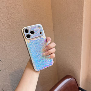 Coque de téléphone en cuir serpent laser arc-en-ciel pour iPhone 17 Air 16 15 14 <span class=keywords><strong>Pro</strong></span> Max, motif de peau en TPU coloré à conversion et changement de couleur, coque arrière - Product Image 3