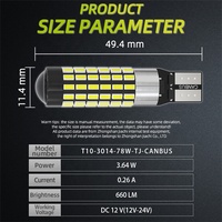 Ampoule LED Canbus T10 JIACHI ultra-lumineuse 3,5W, puce 3014, 78SMD, blanc, 12-24V, avec lentille, pour feux de recul et lampes de lecture