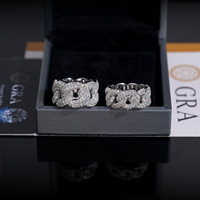 Bague LEPAI Hip Hop Iced Out VVS Moissanite Cuban Link en Argent Sterling 925 Couleur D Entièrement Pavée Bijoux Unisexe Homme Femme