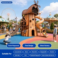 Custom Stainless Steel Windmill Treehouse Playground, Outdoor Kids Spiral Slide Climbing Equipment for Park Resort Preschool