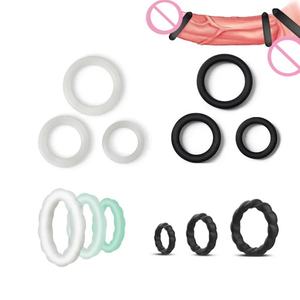 3pcs <span class=keywords><strong>Anneau</strong></span> pénien en silicone lumineux pour hommes Retarder l'éjaculation <span class=keywords><strong>Testicule</strong></span> Ball Stretcher Penis Ring Sex Toys for Erection High Quality - Product Image 1