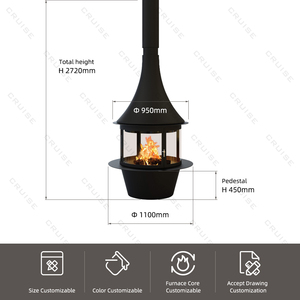 CRUISE Cheminée suspendue pour poêle à alcool en verre résistant aux hautes températures Rotation libre à 360 ° Cheminée au bioéthanol suspendue de 1250mm - Product Image 4
