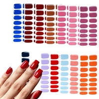 16 autocollants pour ongles UV semi-durcis pré-dessinés, longue durée, couleur unie, enveloppes pour ongles, séchage rapide, lampe LED, gel pour ongles