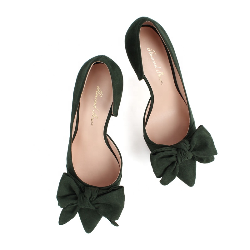 Sexy Thin High Bow Green Wedding Bridal Female Heels Butterfly Knot Stilleto Heels For Ladies