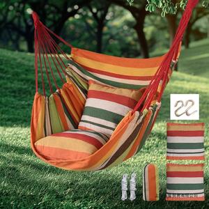 Draagbare Indoor/Outdoor Katoenen Geweven Hangmatstoel Met Canvas Kussens Fijn Katoenen Weefsel En Canvas Materiaal - Product Image 1