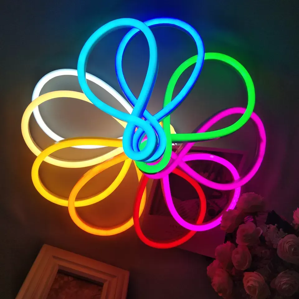 Divatla แถบไฟนีออน LED สีเต็มรูปแบบทำจาก PVC สำหรับแสดงบรรยากาศในห้องโถงแสงไฟนีออนตกแต่ง