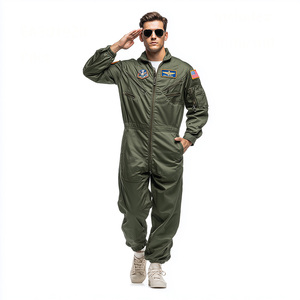 Disfraz de Piloto de <span class=keywords><strong>Top</strong></span> <span class=keywords><strong>Gun</strong></span> para Adultos, Traje de Piloto de Combate Verde Oliva con Parches, Disfraz de <span class=keywords><strong>Cosplay</strong></span> para Fiesta de Halloween - Product Image 1