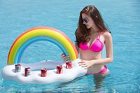 Porte-boissons flottant gonflable en forme de nuage arc-en-ciel, bar à glace flottant, plateau refroidisseur de bière pour la plage, la piscine et les fêtes