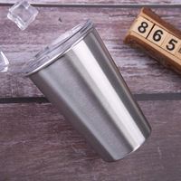 Tasse à bière empilable en métal à paroi simple avec logo personnalisé, en acier inoxydable brut, gobelet à café, verre à bière en métal à paroi simple
