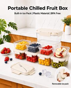 Fruit Lunch Box Ice Fork Microwavable Sealable Compartment for <b>Refrigerator</b> Storage for Camping Outdoor Food Carrying - Product Image 3