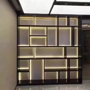 Estante para Vino de Acero Inoxidable Arquitectónico EX641 con Retroiluminación LED, Diseño Art Deco, Montaje en Suelo para Pasillo o Uso en Exteriores - Product Image 3