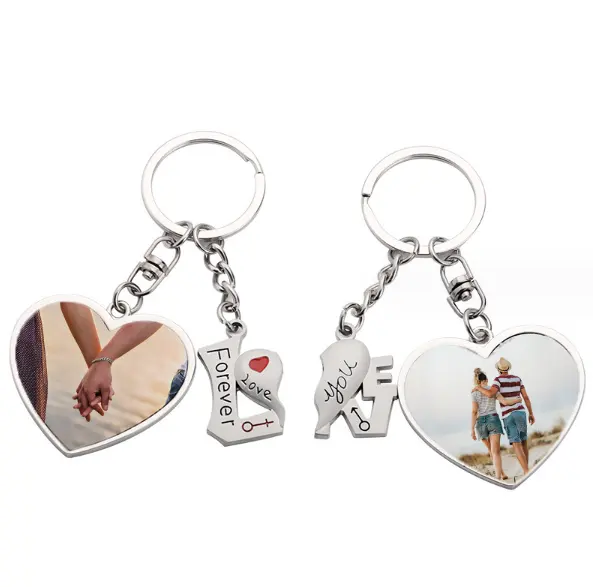 Saint Valentin amour porte-clés cadeau Sublimation bricolage porte-clés blancs Couple porte-clés pour petit ami petite amie