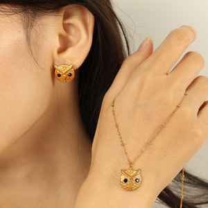 Juego de Pendientes con Colgante de Búho, Aleación de Zinc Dorada, Joyería de Moda para Mujer, Regalo - Product Image 4