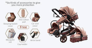 JXB High Landscape Luxury Pushchair Compact Baby Travel Buggy Foldable Children Stroller 3 in 1 Lightweight <strong>Prams</strong> and Pushchairs - Product Image 6