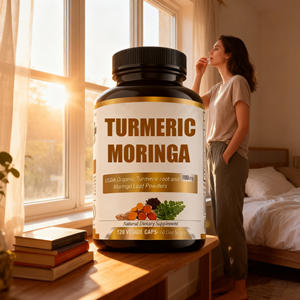 Supplément de poudre de feuille de curcuma et de moringa biologique personnalisé Capsule de biopérine antioxydante Bienfaits pour la santé - Product Image 3