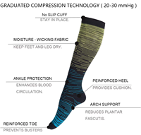 Vente en gros de chaussettes à rayures décontractées à compression dégradée pour adultes nouveau style de chaussettes à mollet long tube avec logo inférieur pour l'été
