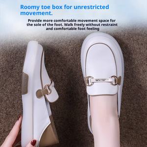 2025 nouveau Style automne sans lacet paresseux mocassins femmes décontracté blanc chaussures gros <span class=keywords><strong>pied</strong></span> <span class=keywords><strong>large</strong></span> plat <span class=keywords><strong>grande</strong></span> <span class=keywords><strong>taille</strong></span> bouche peu profonde - Product Image 3