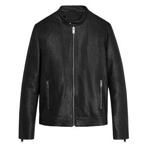 แจ็คเก็ตหนังขี่มอเตอร์ไซค์ลายงูหลามสีดำแจ็คเก็ตหนังแฟชั่นสำหรับฤดูหนาว - Product Image 1