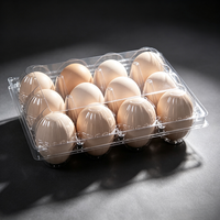 Conteneur à œufs en plastique transparent à 12 alvéoles, avec couvercle rabattable, sûr pour les aliments, empilable, jetable, pour l'emballage des œufs en gros pour les fermes et la vente au détail
