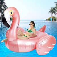 Flamant rose gonflable géant en PVC à chevaucher, or rose, jouet aquatique pour piscine, pour le plaisir