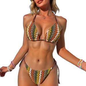 Maillot de bain une pièce avec bretelles colorées et design sexy à fente, haute élasticité, dos nu, pour femmes - Product Image 5