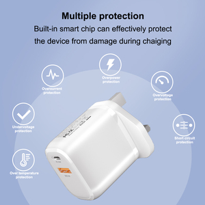 Cargador de puerto dual para teléfono móvil, Material ABS de protección múltiple tipo C + USB UK PD de alta velocidad PC a prueb - Product Image 3