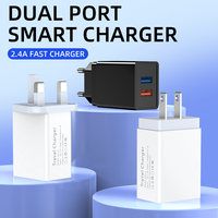 Pabrik grosir USB-A dua port 10W pengisi daya dinding cepat 2-port pengisian daya cepat steker US/EU/AU/IN/KR untukponsel cerdas