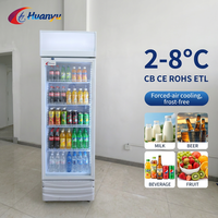 Réfrigérateur commercial vertical économique, refroidisseur de boissons, vitrine réfrigérée avec refroidissement par air, porte vitrée, commande LED, verrouillage de la porte