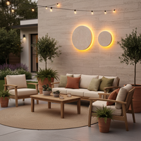 Applique murale en pierre naturelle d'extérieur, lampe murale circulaire en travertin à LED pour jardin, villa, patio, étanche