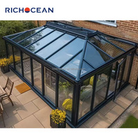 Serre de jardin d'hiver en aluminium européen RICHOCEAN préfabriquée avec double vitrage trempé, véranda autoportante