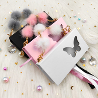 Lastrose Boîtes d'Emballage pour Faux Cils Entiers Vente en Gros Boîte à Marque Privée Vierge Rose Blanc Papillon Papier Boîte à Cils Vison 3D