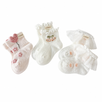 Chaussettes en dentelle tricotée à volants floraux pour bébés filles, nouveau-nés, nourrissons et tout-petits, vente en gros