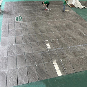 Dalles de marbre gris Emperador Herms poli anti-usure, découpées sur mesure pour marches d'escalier, idéales pour la rénovation d'escaliers de bâtiments commerciaux - Product Image 2