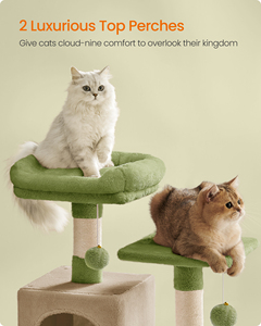 <span class=keywords><strong>Feandrea</strong></span> Arbre à chat multi-niveaux en peluche de 151 cm de haut avec 5 poteaux à gratter, vert herbe et marron camel - Product Image 3