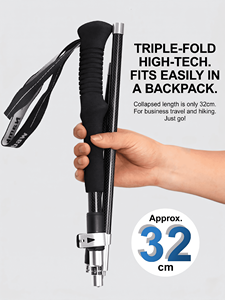 Bâton de randonnée en fibre de <span class=keywords><strong>carbone</strong></span> 3K Namkabaw, ultra-léger, pliable en 3 sections, poignée EVA, verrouillage rapide, canne de marche pour le camping - Product Image 2