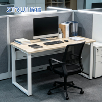 Bureau d'écriture en acier laminé à froid durable avec plateau en bois, table d'ordinateur de bureau en métal